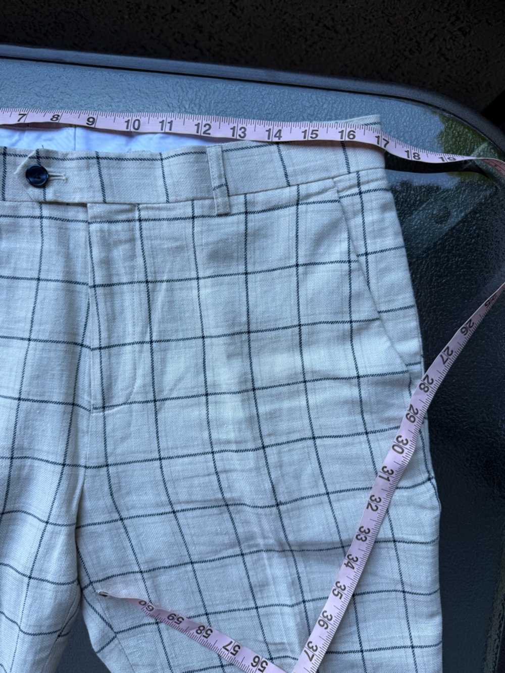 Men's Windowpane Two-Piece Suit - beige-blue lines size skinny 42 - Picture 10 of 16